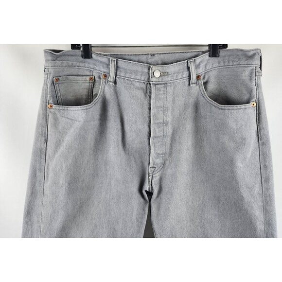 LEVIS 501 Jeans Mens 40x30 Red Tab Button Fly Gray Straight Leg - Picture 2 of 11